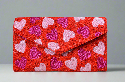 RADIANT HEARTS ENVELOPE CLUTCH