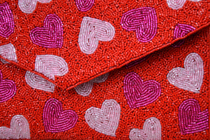 RADIANT HEARTS ENVELOPE CLUTCH