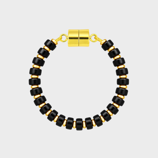 Black Onyx magnetic wine charm with gold hardware