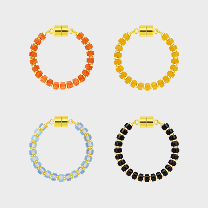 Candy Corn set of 4 magnetic wine charms in Mandarin Garnet, Citrine, Opal and Black Onyx with gold hardware