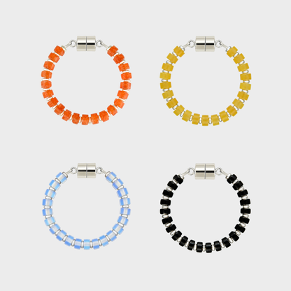 Candy Corn set of 4 magnetic wine charms in Mandarin Garnet, Citrine, Opal and Black Onyx with silver hardware