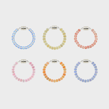 Champagne Toast set of 6 magnetic wine charms in Opal, Champagne Zircon, Morganite, Rose Quartz, Peach Aventurine and Blue Lace Agate with silver hardware