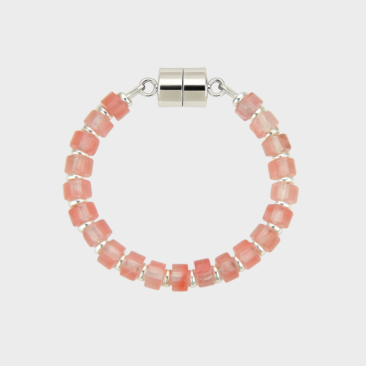 Morganite magnetic wine charm with silver hardware