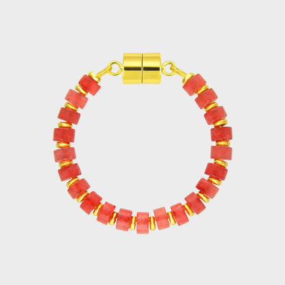 Red Carnelian magnetic wine charm with gold hardware