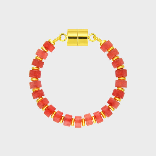 Red Carnelian magnetic wine charm with gold hardware