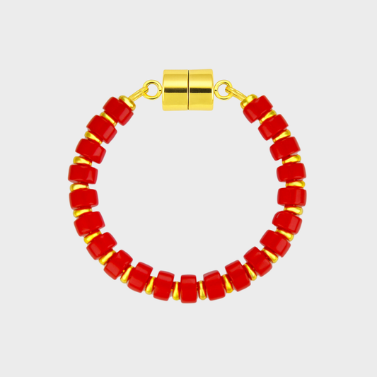 Red Coral magnetic wine charm with gold hardware