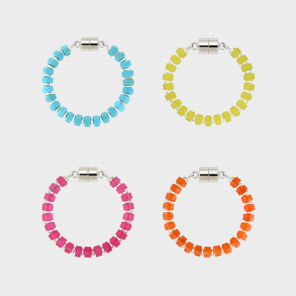 Poolside set of 4 magnetic wine charms in Turquoise, Lemon Quartz, Pink Spinel and Mandarin Garnet with silver hardware