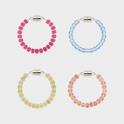 Pop, Fizz, I Do set of 4 magnetic wine charms in Pink Spinel, Opal, Champagne Zircon and Morganite with silver hardware