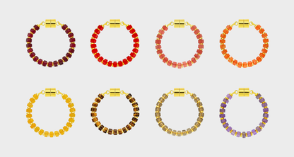Reserve set of 8 magnetic wine charms in Ruby, Red Coral, Red Carnelian, Mandarin Garnet, Citrine, Tiger Eye, Smoky Quartz and Amethyst with gold hardware