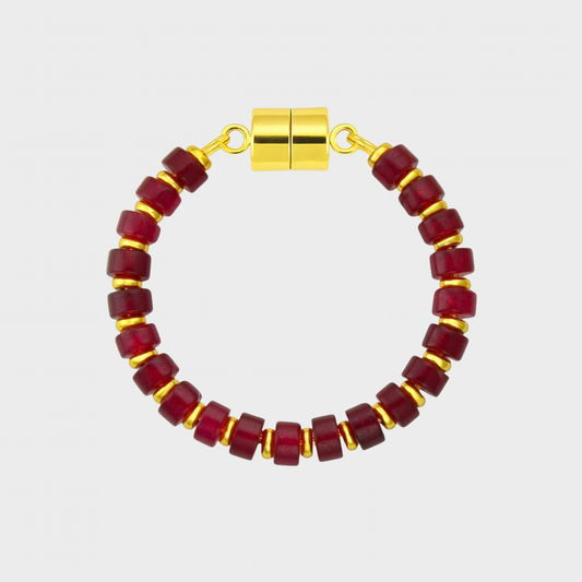 Ruby magnetic wine charm with gold hardware