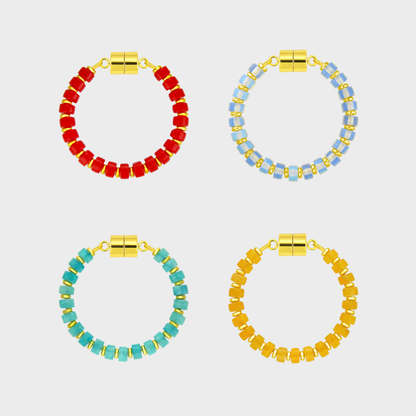 Sparkler set of 4 magnetic wine charms in Red Coral, Opal, Blue Apatite and Citrine with gold hardware