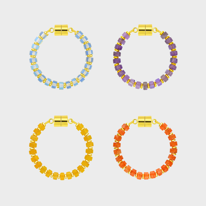 Spellbound set of 4 magnetic wine charms in Opal, Amethyst, Citrine and Mandarin Garnet with gold hardware