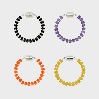 Witch's Brew set of 4 magnetic wine charms in Black Onyx, Amethyst, Mandarin Garnet and Citrine with silver hardware