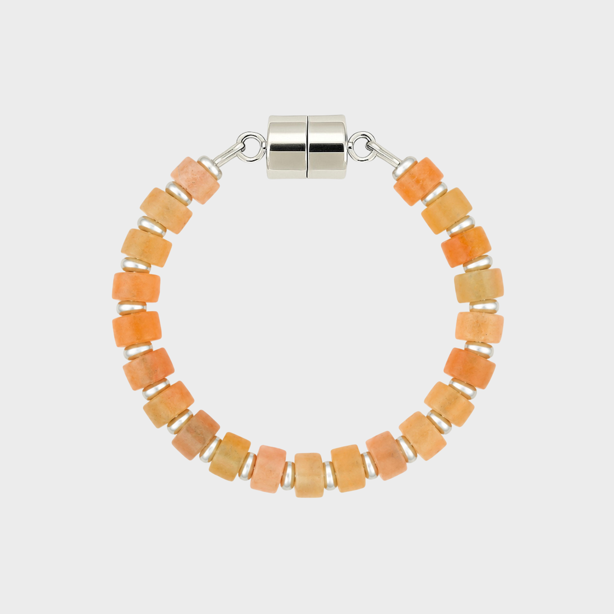 Peach Aventurine magnetic wine charm with silver hardware