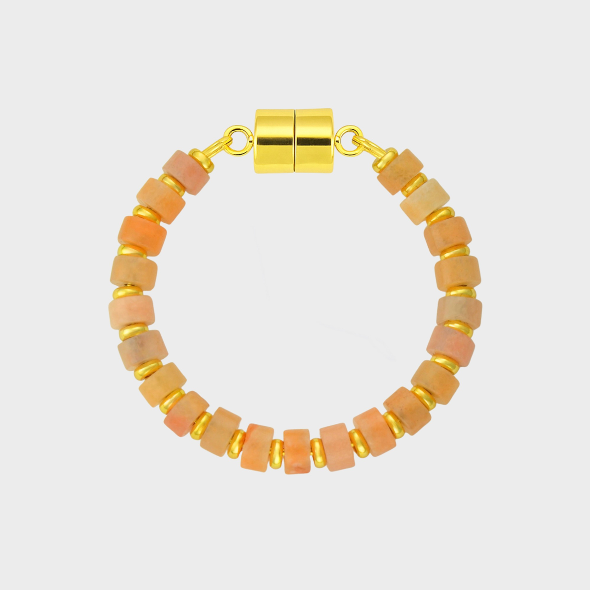 Peach Aventurine magnetic wine charm with gold hardware