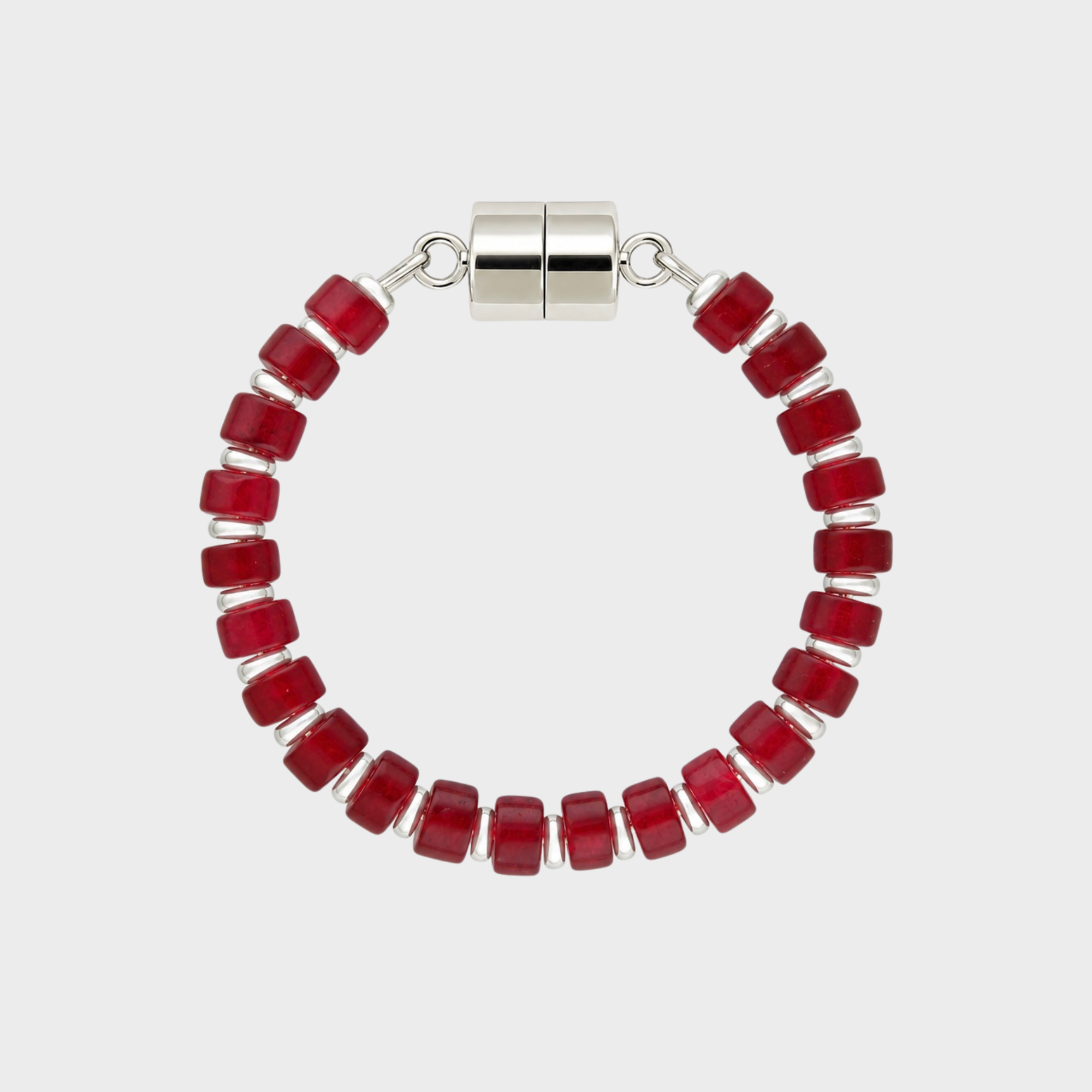 Ruby magnetic wine charm with silver hardware