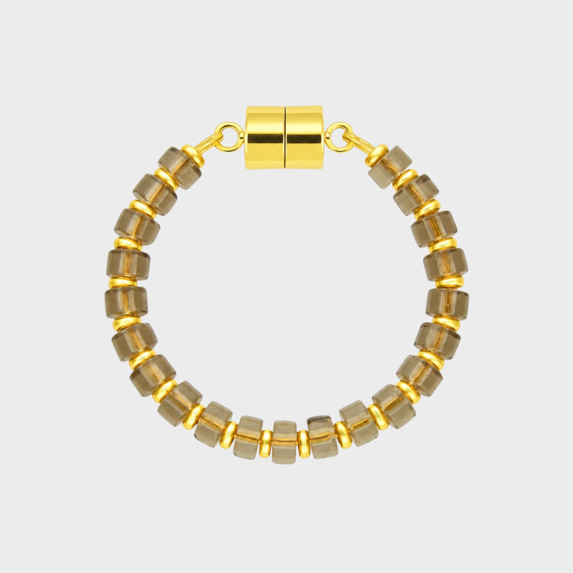 Smoky Quartz magnetic wine charm with gold hardware