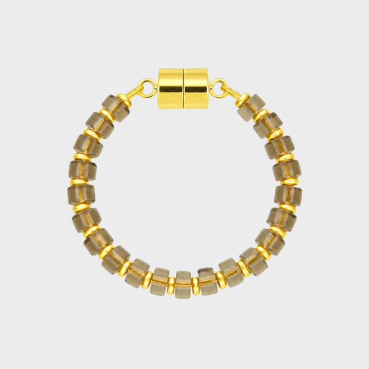 Smoky Quartz magnetic wine charm with gold hardware