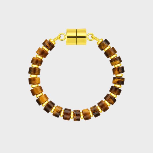 Tiger's Eye magnetic wine charm with gold hardware